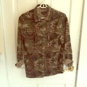 Camo Snapfront Jacket with Studs